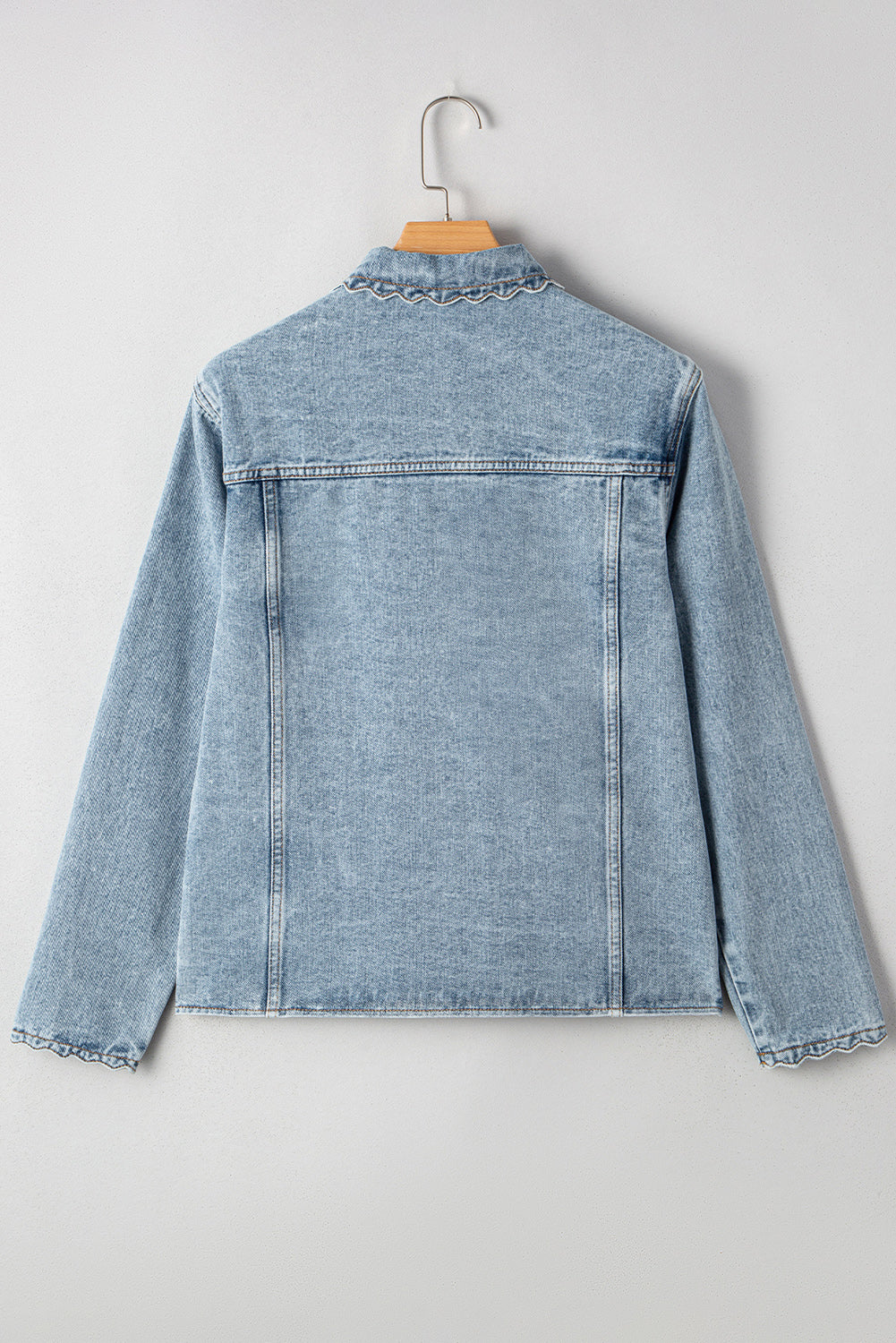 Brooklyn Scallop Trim Button Up Denim Jacket